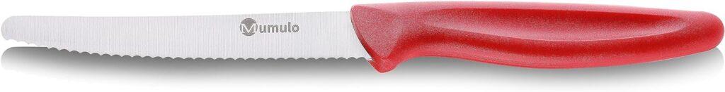 Mumulo Serrated Paring Knife, 4 Incn Small Knife, German Stainless Steel Fruit and Vegetable Knife, Kitchen Knife Ideal for fruit and vegetable (Red)