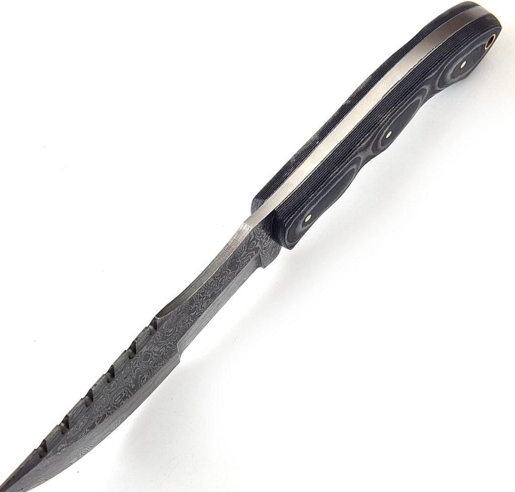 Poshland TR-1168 Custom Handmade Damascus Steel 10 Inches Tracker Knife - Perfect Grip Black Micarta Handle