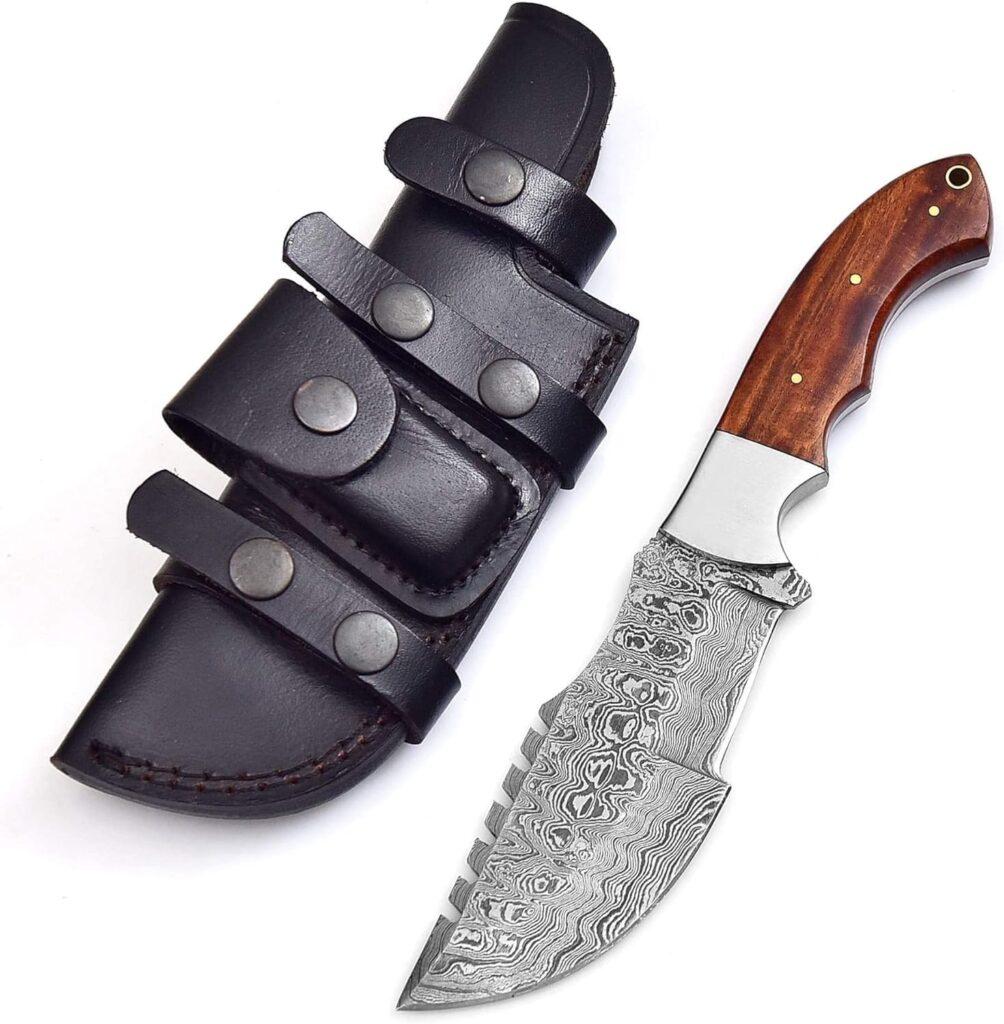 Poshland TR-1168 Custom Handmade Damascus Steel 10 Inches Tracker Knife - Perfect Grip Black Micarta Handle