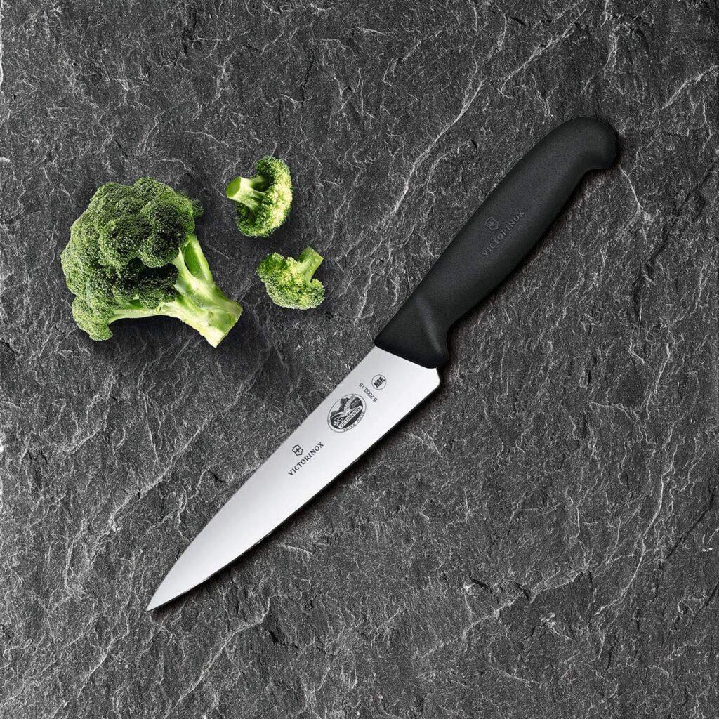 Victorinox Swiss Army 5.2003.15-X8 Fibrox Straight Chefs Knife Black 6 in Victorinox Swiss Army 5.2003.15-X8 Fibrox Straight Chefs Knife Black 6 in