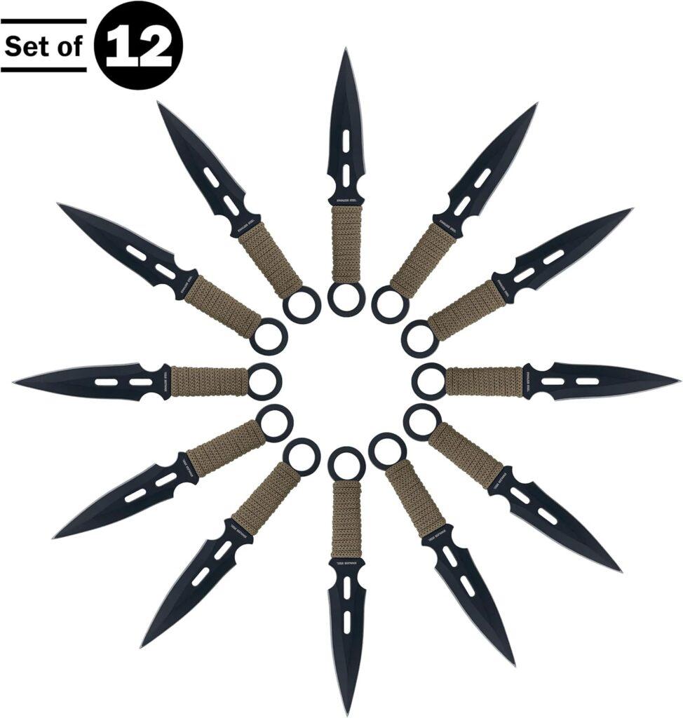 Whetstone Cutlery S-Force Kunai Knives - 12-Pack Black and Green Stainless-Steel Ninja Throwing Knife Set with Cord-Wrapped Handles and Carry Case Whetstone Cutlery S-Force Kunai Knives - 12-Pack Black and Green Stainless-Steel Ninja Throwing Knife Set with Cord-Wrapped Handles and Carry Case