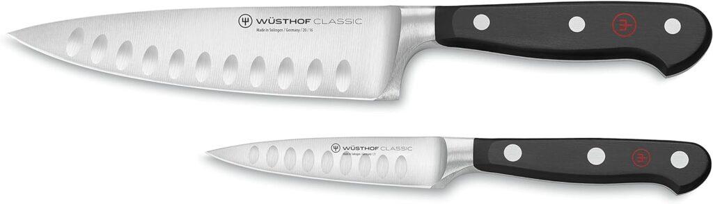 Wüsthof Classic Hollow Edge 2-Piece Chefs Knife Set, Black, 6-inch and 3.5-inch