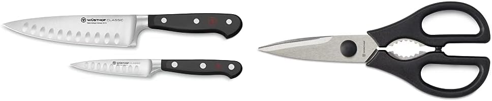 Wüsthof Classic Hollow Edge 2-Piece Chefs Knife Set, Black, 6-inch and 3.5-inch