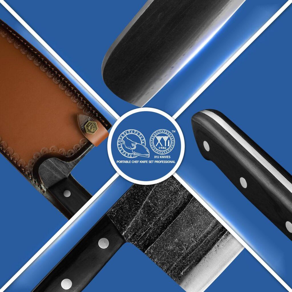 XYJ Authentic Since 1986,Outstanding Ancient Forging, 7.5 Inch Full Tang, Serbian Chefs knife,Chef Meat Cleaver,Kitchen Knives,Set with Leather Sheath,Take Carrying,Butcher XYJ Authentic Since 1986,Outstanding Ancient Forging, 7.5 Inch Full Tang, Serbian Chefs knife,Chef Meat Cleaver,Kitchen Knives,Set with Leather Sheath,Take Carrying,Butcher