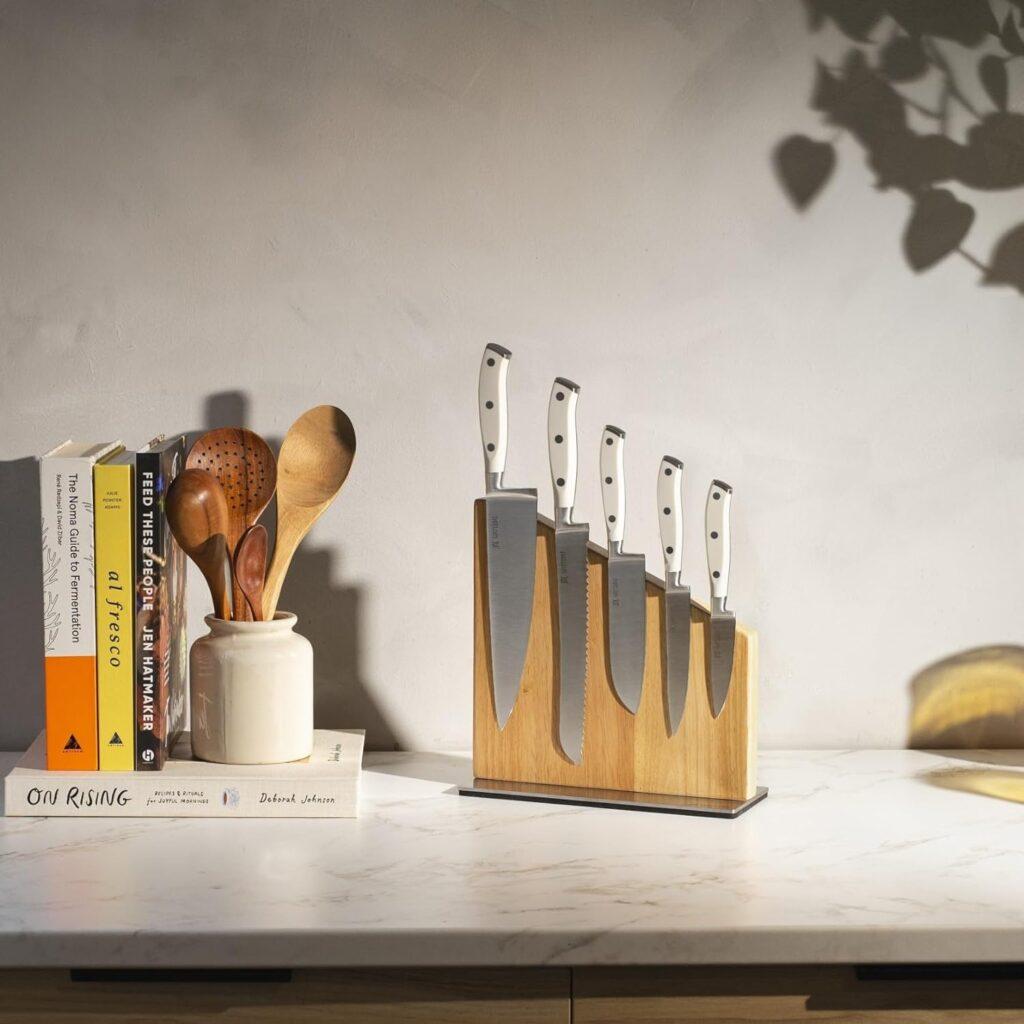 Yatoshi 6 Piece Block Set - Pro Kitchen Knife Set Ultra Sharp High Carbon Steel with Ergonomic Handle Yatoshi 6 Piece Block Set - Pro Kitchen Knife Set Ultra Sharp High Carbon Steel with Ergonomic Handle